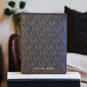 Michael Kors Jet Set Brown Logo Passport Wallet
